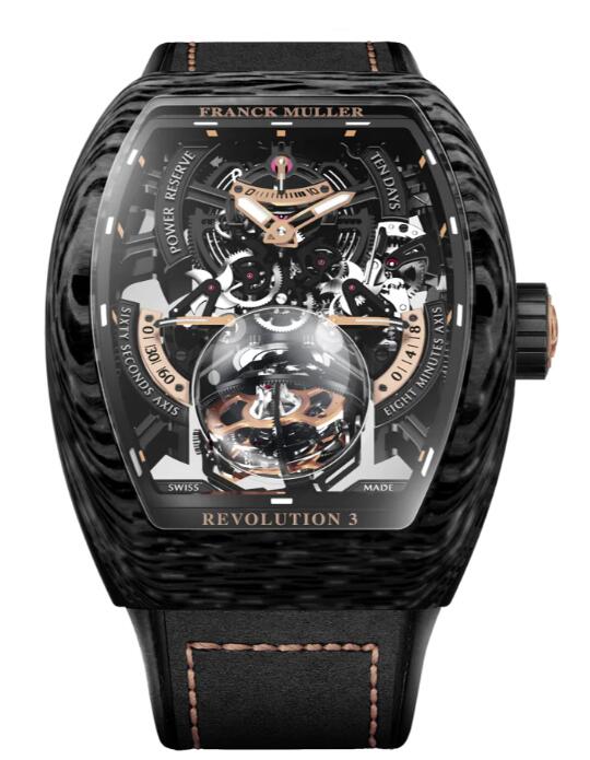 Franck Muller Vanguard Revolution 3 Skeleton Carbon - Rose Gold Replica Watch V50 REV 3 PR SQT CARBONE NR (5N)